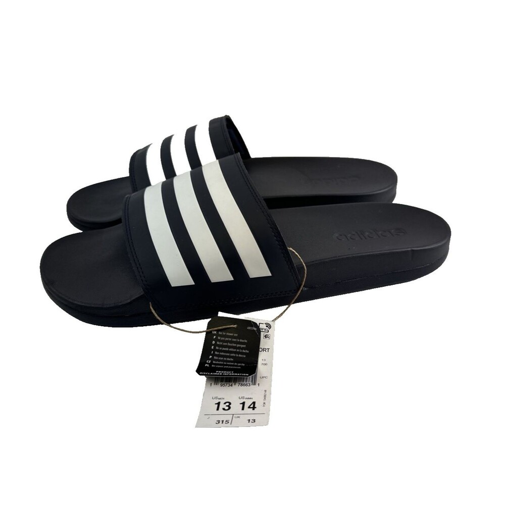 Adidas Adilette‎ Comfort Slide Sandal Tags Navy White Stripes Legend Ink Mens 13